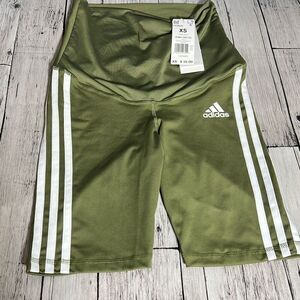 Adidas Women's Maternity Aeroready High Rise Athletic Workout Green Shorts Sz XS